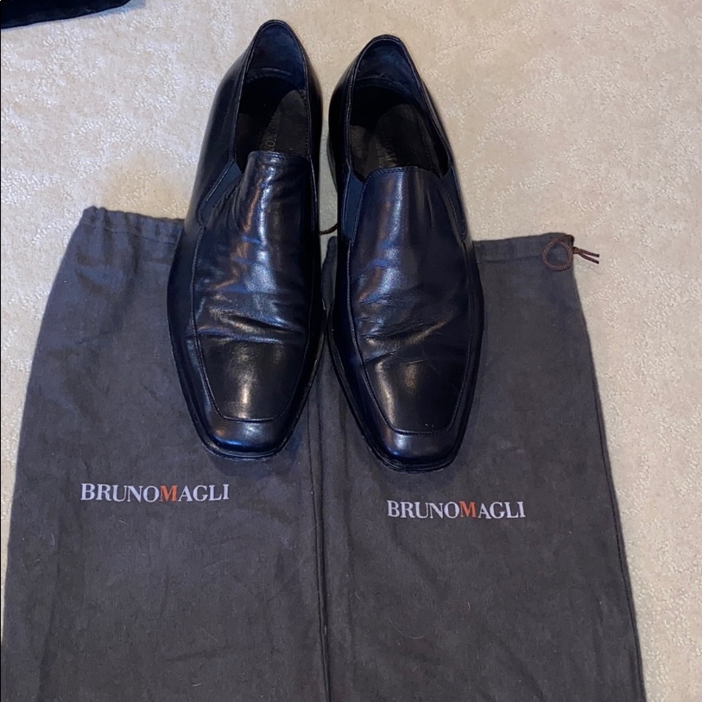 Bruno Magli Black Leather Loafers